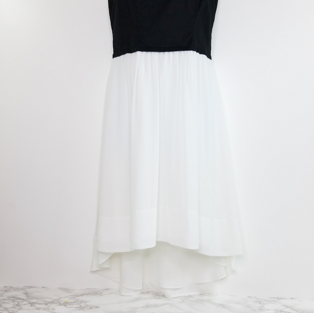 DKNY Black and White Sleeveless High Low Dress Size 4 - Picture 4 of 15
